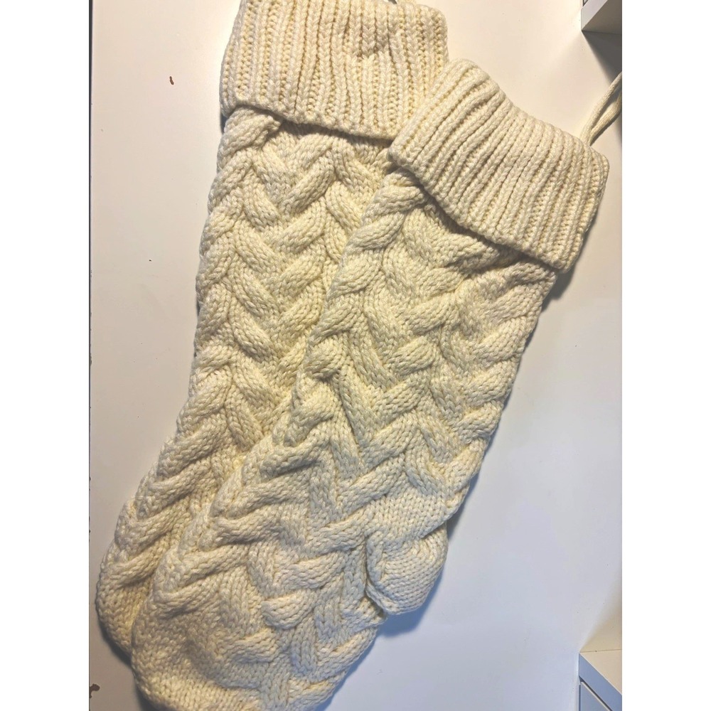 Christmas Stockings Cream Set of 2 New Cable Knit Beige Holiday Decor